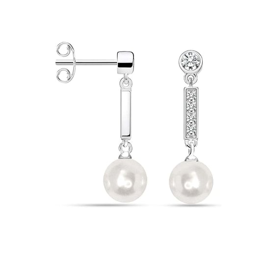 Frauen Ohrringe mit asymmetrischer Perle und Silberstange BIPE061 - Image 1