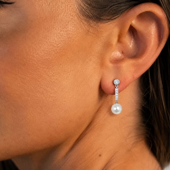 Frauen Ohrringe mit asymmetrischer Perle und Silberstange BIPE061 - Image 3