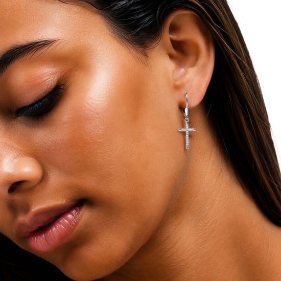 Damen Funkelnde Kreuzohrringe aus 925 Sterlingsilber mit Zirkonia BIPE054 - Image 3