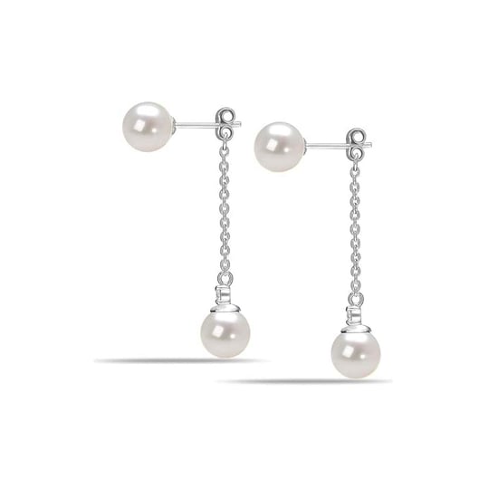 Damen Imperial Perlenohrringe aus Sterlingsilber mit Kette und Zirkonia 925 BIPE035 - Image 1