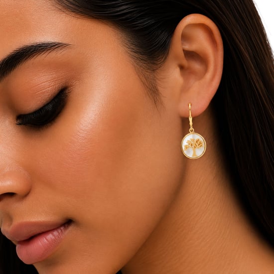 Damen Baum des Lebens Ohrringe aus 925 Sterling Silber mit Goldbeschichtung BIPE074 - Image 3