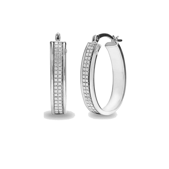 Damen Creolen, geometrischer Glanz, 925 Sterling Silber mit Zirkonia BIPE086 - Image 1