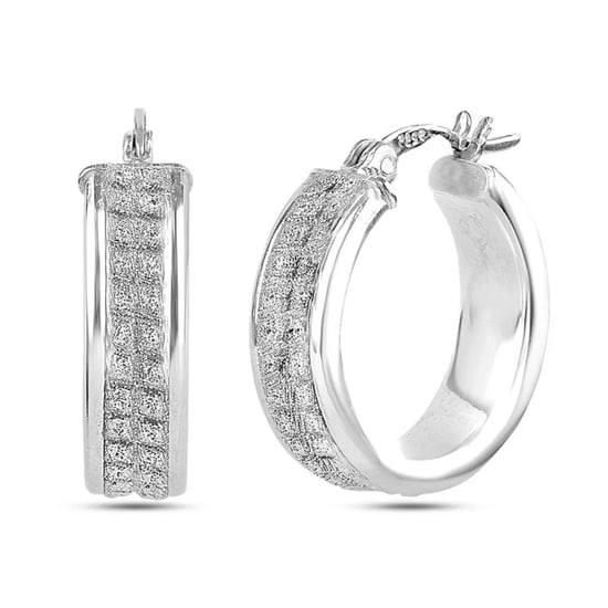 Damen große Creolen mit Diamantstruktur, 925 Sterling Silber BIPE018 - Image 1