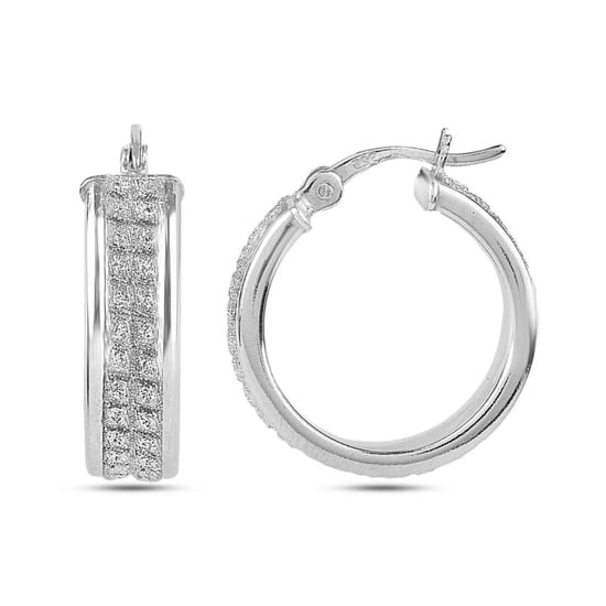 Damen große Creolen mit Diamantstruktur, 925 Sterling Silber BIPE018 - Image 3