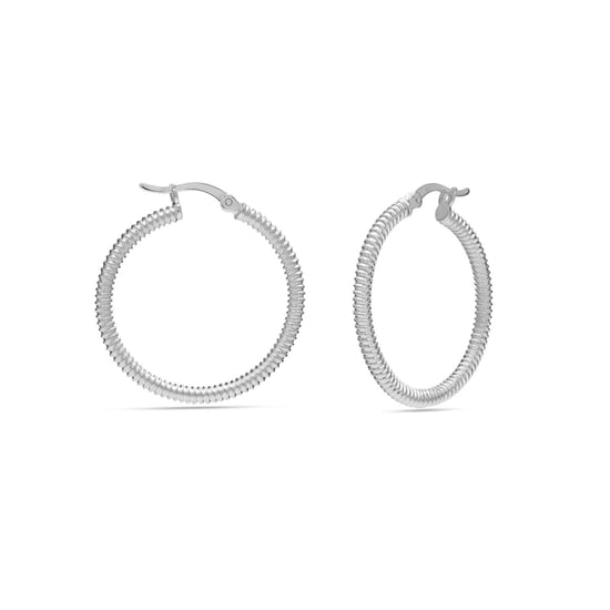 Damen Chunky Texturierte Creolen 925 Sterling Silber BIPE034 - Image 3