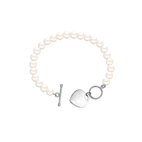 Damen Perlenarmband mit Herzanhänger, 925 Sterling Silber BIPU023 - Image 1