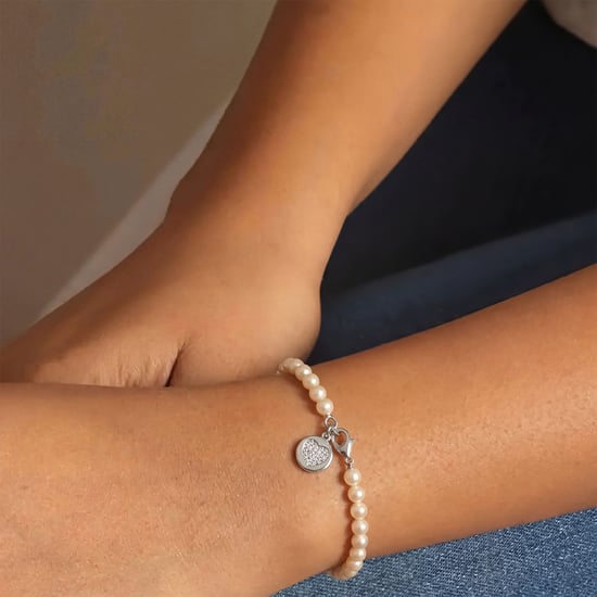 Damen-Perlenarmband mit Herzanhänger, 925 Sterling Silber BIPU021 - Image 2