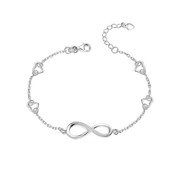 Verstellbares Damenarmband mit Unendlichkeit-Herzanhängern aus 925 Sterling Silber BIPU011 - Image 1