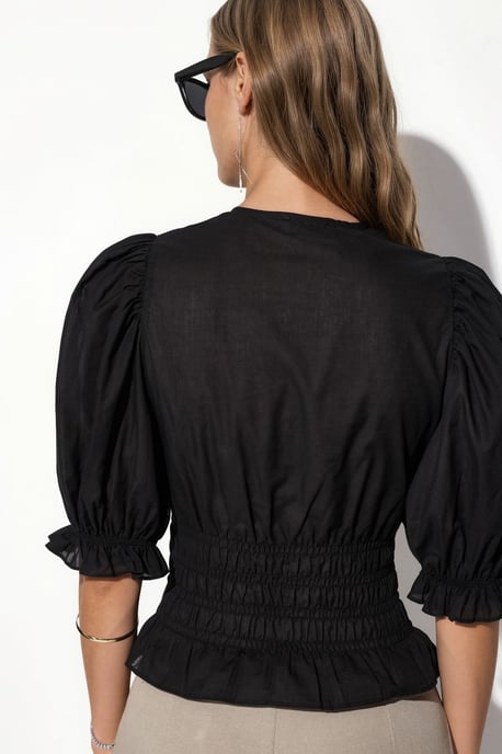 Taillierte Chiffon-V-Ausschnitt-Bluse - Image 3