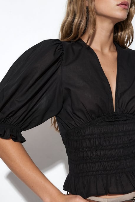 Taillierte Chiffon-V-Ausschnitt-Bluse - Image 4