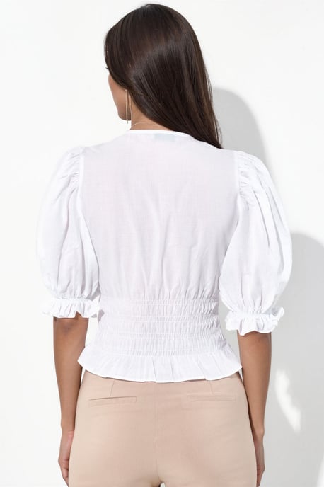Taillierte Chiffon V-Ausschnitt Bluse - Image 3