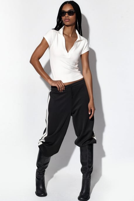 Rippenslim-Fit Polo-Bluse - Image 2
