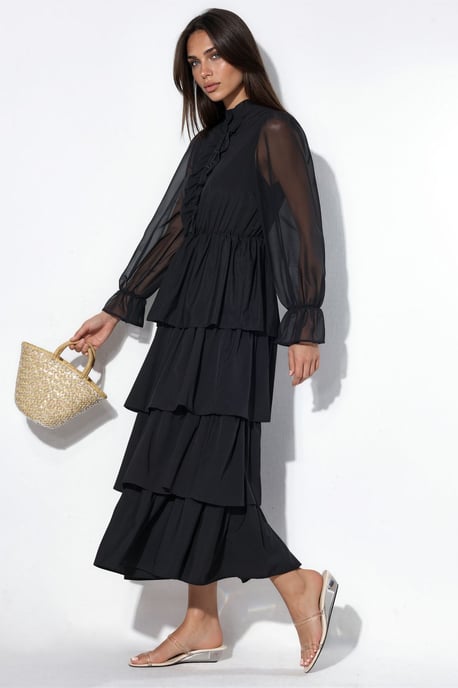A-Linien Maxikleid mit Rundhalsausschnitt und Knöpfen - Image 2