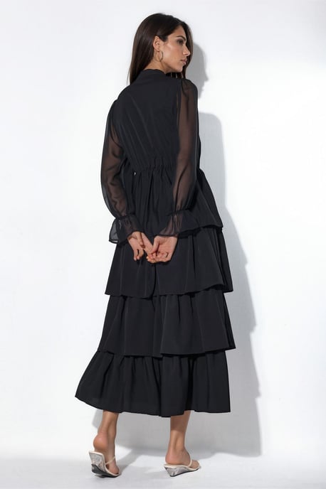 A-Linien Maxikleid mit Rundhalsausschnitt und Knöpfen - Image 3