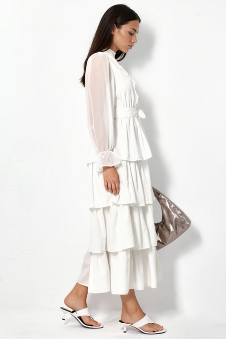 A-Linien Maxi-Kleid mit Rundhalsausschnitt und Knöpfen - Image 2