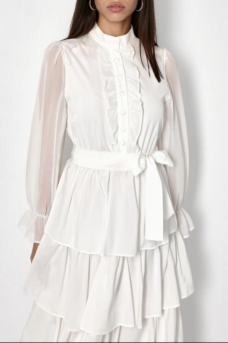 A-Linien Maxi-Kleid mit Rundhalsausschnitt und Knöpfen - Image 4