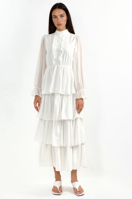 A-Linien Maxi-Kleid mit Rundhalsausschnitt und Knöpfen - Image 5
