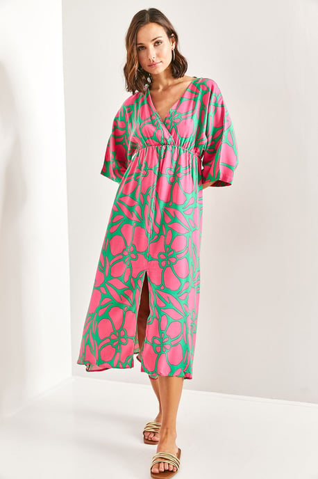 Floral V-Ausschnitt Maxikleid mit Schleife - Image 2