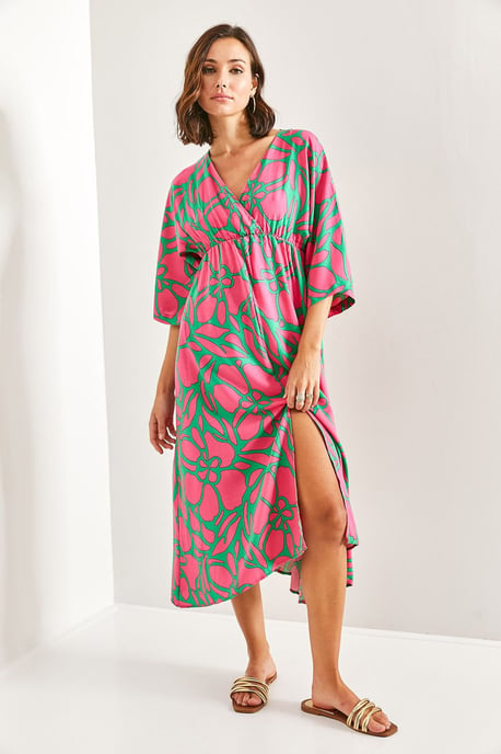 Floral V-Ausschnitt Maxikleid mit Schleife - Image 3