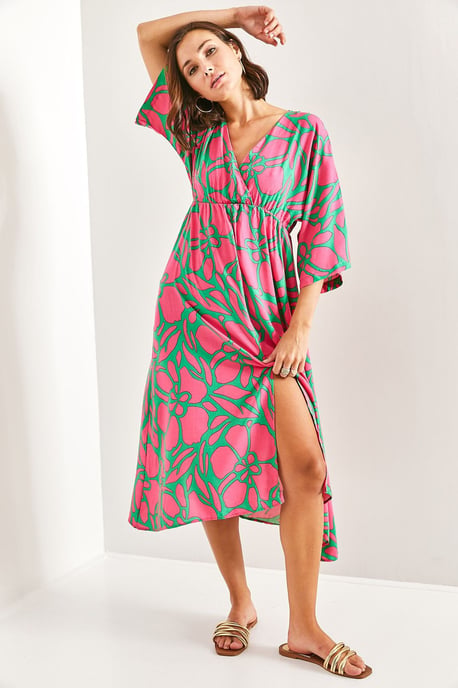 Floral V-Ausschnitt Maxikleid mit Schleife - Image 4