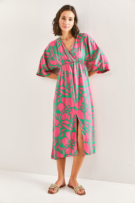 Floral V-Ausschnitt Maxikleid mit Schleife - Image 6