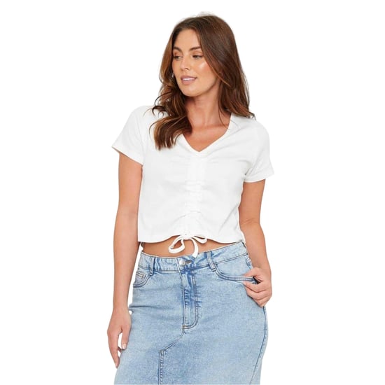 Be You - Kurzes Top für Damen, gerippt (Cremefarbe) - Image 1