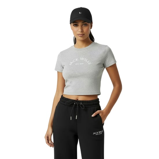 Jack Wills - kurzes T-Shirt für Damen, Baumwolle (Grau meliert meliert) - Image 3