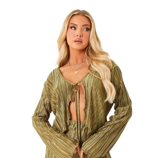 Missy Empire - Kurzes Top für Damen, Plissee (Khakigrün) - Image 2