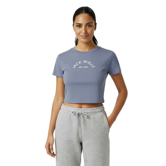 Jack Wills - kurzes T-Shirt für Damen, Baumwolle (Hellblau) - Image 3