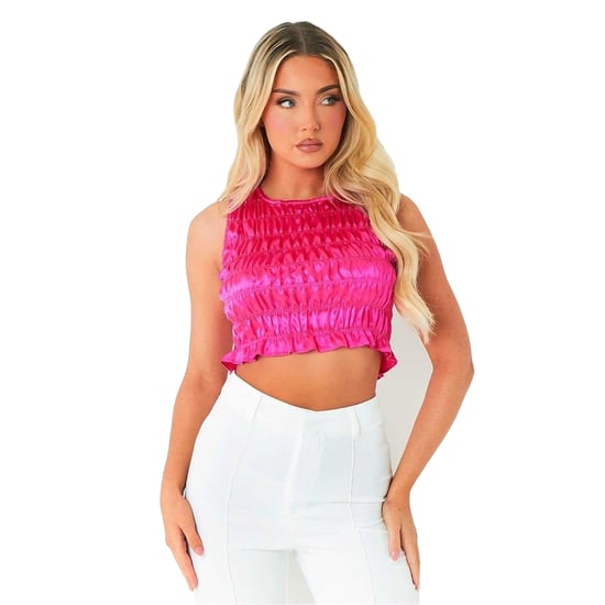 Missy Empire - Kurzes Top für Damen, Satin, Ärmellos (Pink) - Image 1