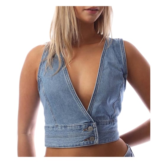 Levis - "Raine" Kurzes Top für Damen, Tief Ausgeschnittene, Denim, Ärmellos (Denim) - Image 3