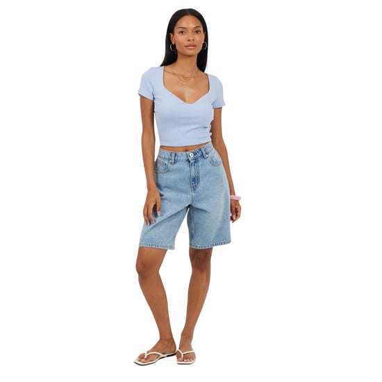 Brave Soul - Kurzes Top für Damen, Herzausschnitt (Eisblau) - Image 1
