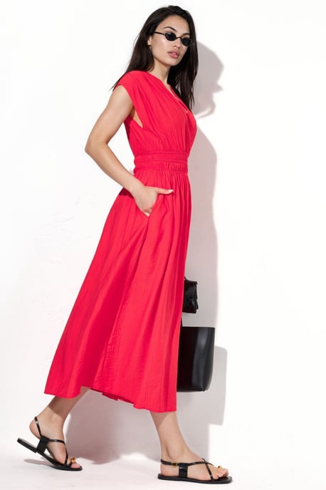 Strukturierte V-Ausschnitt-Midikleid - Image 2