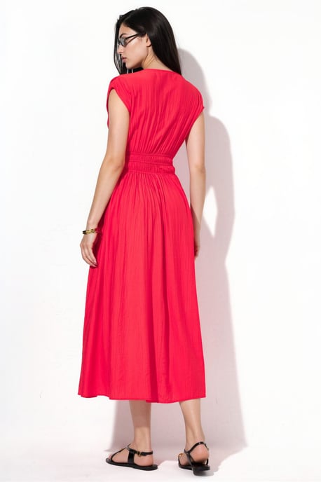 Strukturierte V-Ausschnitt-Midikleid - Image 3