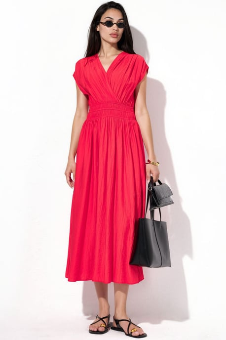 Strukturierte V-Ausschnitt-Midikleid - Image 5