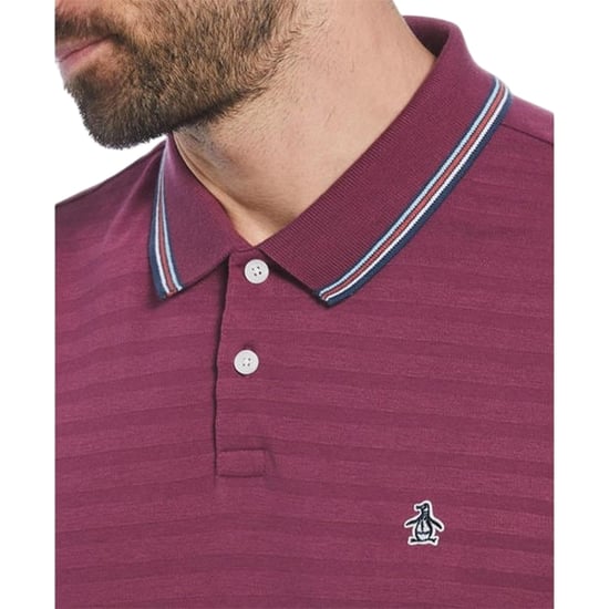 Original Penguin - Poloshirt für Herren, Mit kontrastfarbenen Streifen, Regulär (Amarant) - Image 3