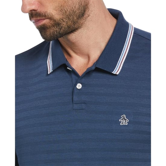 Original Penguin - Poloshirt für Herren, Mit kontrastfarbenen Streifen, Regulär (Meeresblau) - Image 3