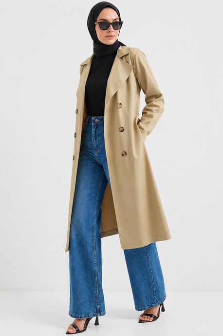 Doppelt gelegter langer Trenchcoat - Image 1