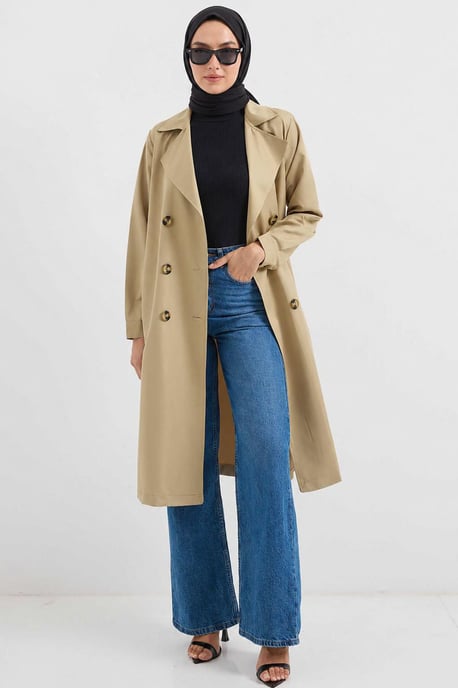 Doppelt gelegter langer Trenchcoat - Image 2