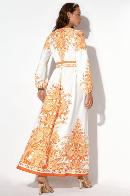 Paisley A-Linie Maxi-Kleid mit Bindegürtel - Image 3