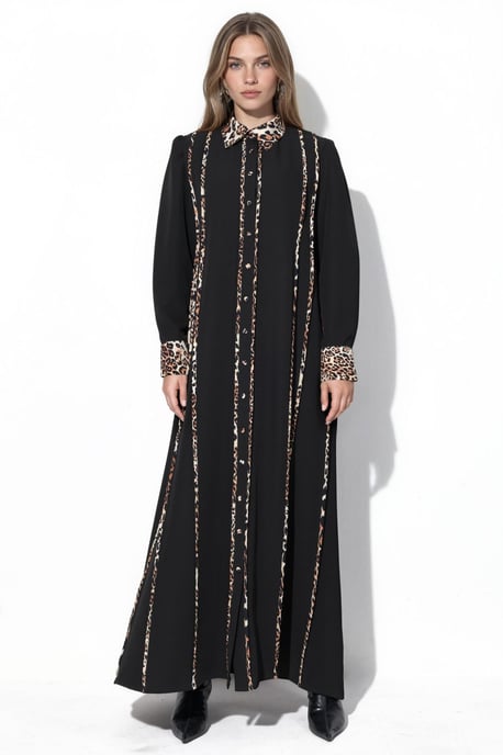 Leopardenmuster Maxi Hemdkleid - Image 3