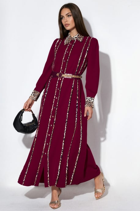 Leopardenmuster Maxi Hemdkleid - Image 1