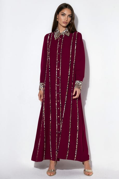 Leopardenmuster Maxi Hemdkleid - Image 5