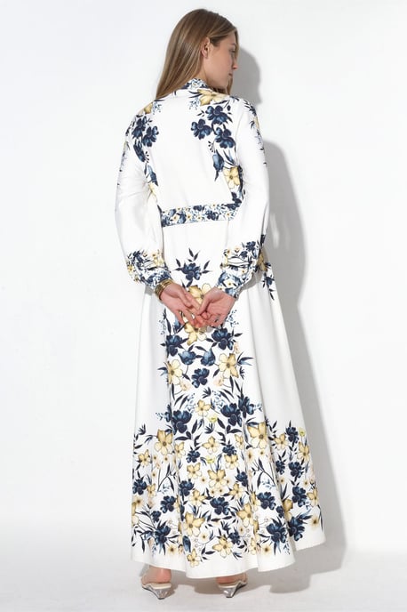 Blumiges Maxikleid mit Gürtel - Image 3