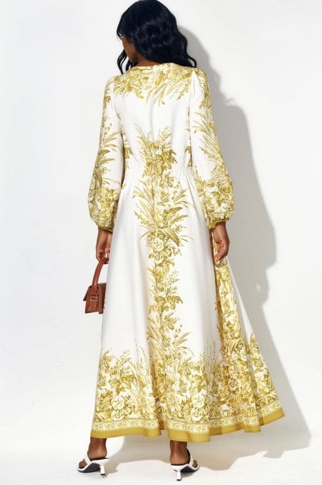 Bedrucktes V-Ausschnitt Maxikleid mit Bindegurt - Image 3