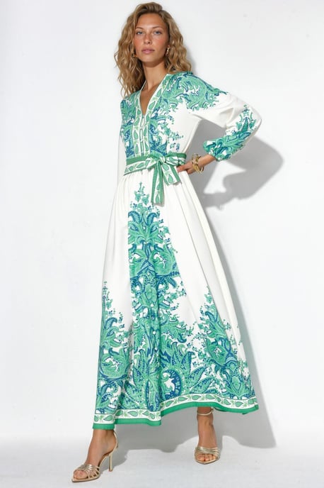 Paisley A-Linien-Maxikleid mit Bindegürtel - Image 2