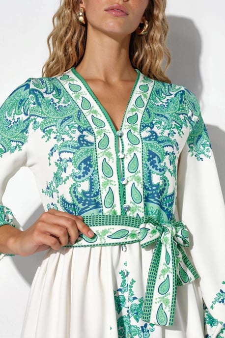Paisley A-Linien-Maxikleid mit Bindegürtel - Image 4