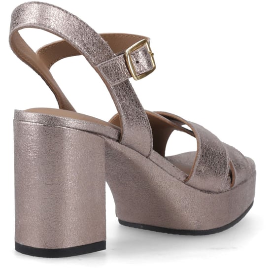 Hush Puppies Ophelia Leder Absatz Wildleder Damen Sandalen in Silber Slim Fit - Image 2
