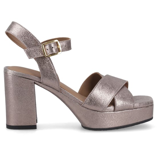 Hush Puppies Ophelia Leder Absatz Wildleder Damen Sandalen in Silber Slim Fit - Image 5