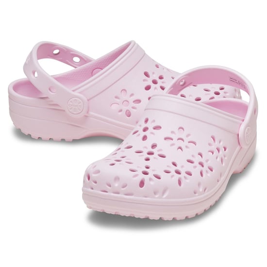 Crocs Klassische Blumen-Highlight EVA Kinder Pink Milch Clogs - Image 3